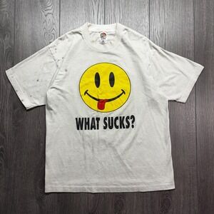 Vintage What Sucks Smiley Face Sound Stream Radio T Shirt Large Rare Funny
